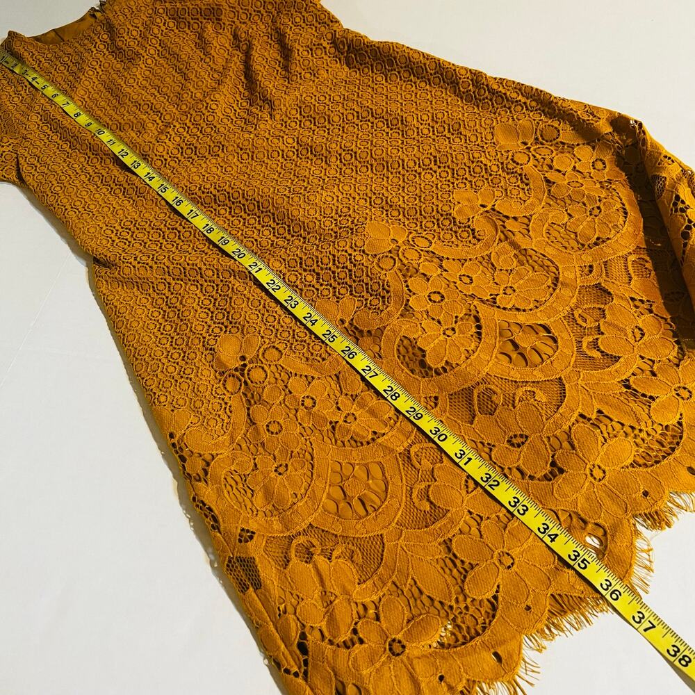 Ann Taylor Loft Lace Short Sleeve Dress Size S Small Mustard Yellow - Picture 6 of 7